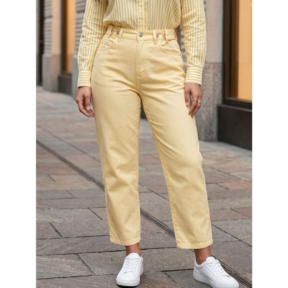 NWT EDWIN Women’s Maiia Wide Leg Crop Trouser Jeans Lemonade - Size XS …